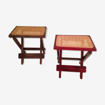 Set de 2 tabourets pliant cannage