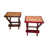 Set de 2 tabourets pliant cannage