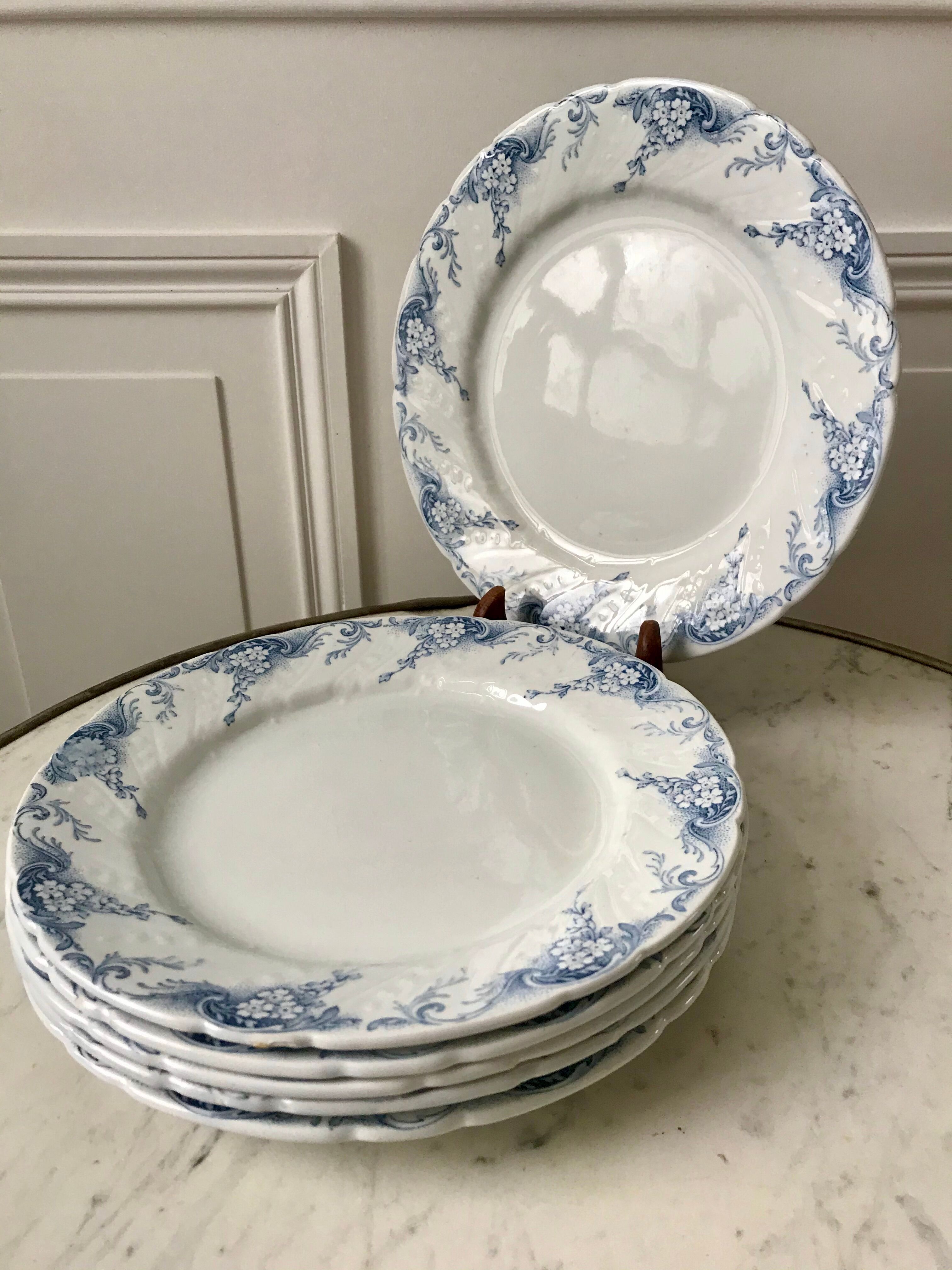 set of 6 dessert plates in K&G Lunéville Ironstone, "Angèle" model, late 19th century