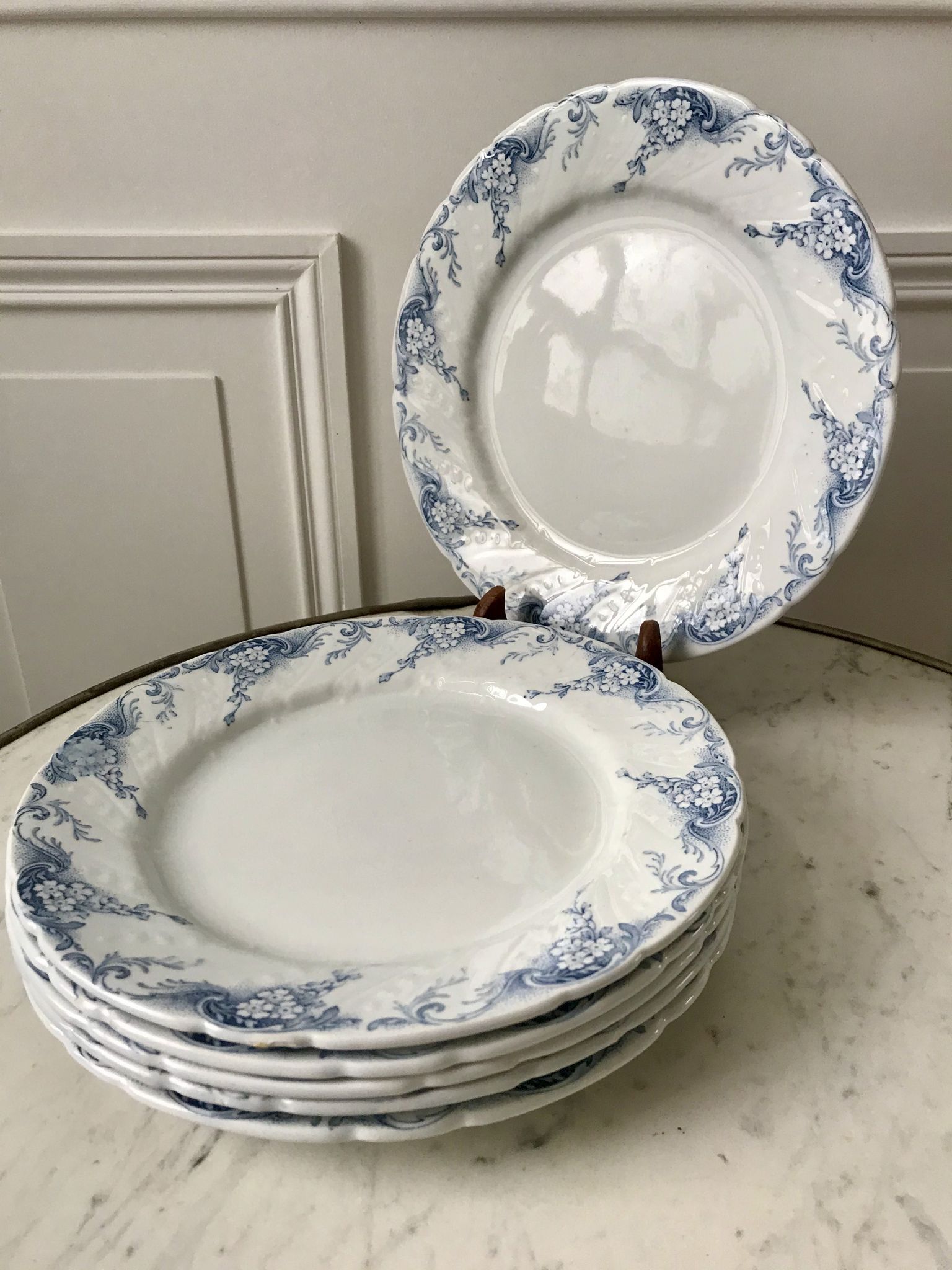 set of dessert plates in K&G Lunéville Iron Earth model "Angèle" late 19th century
