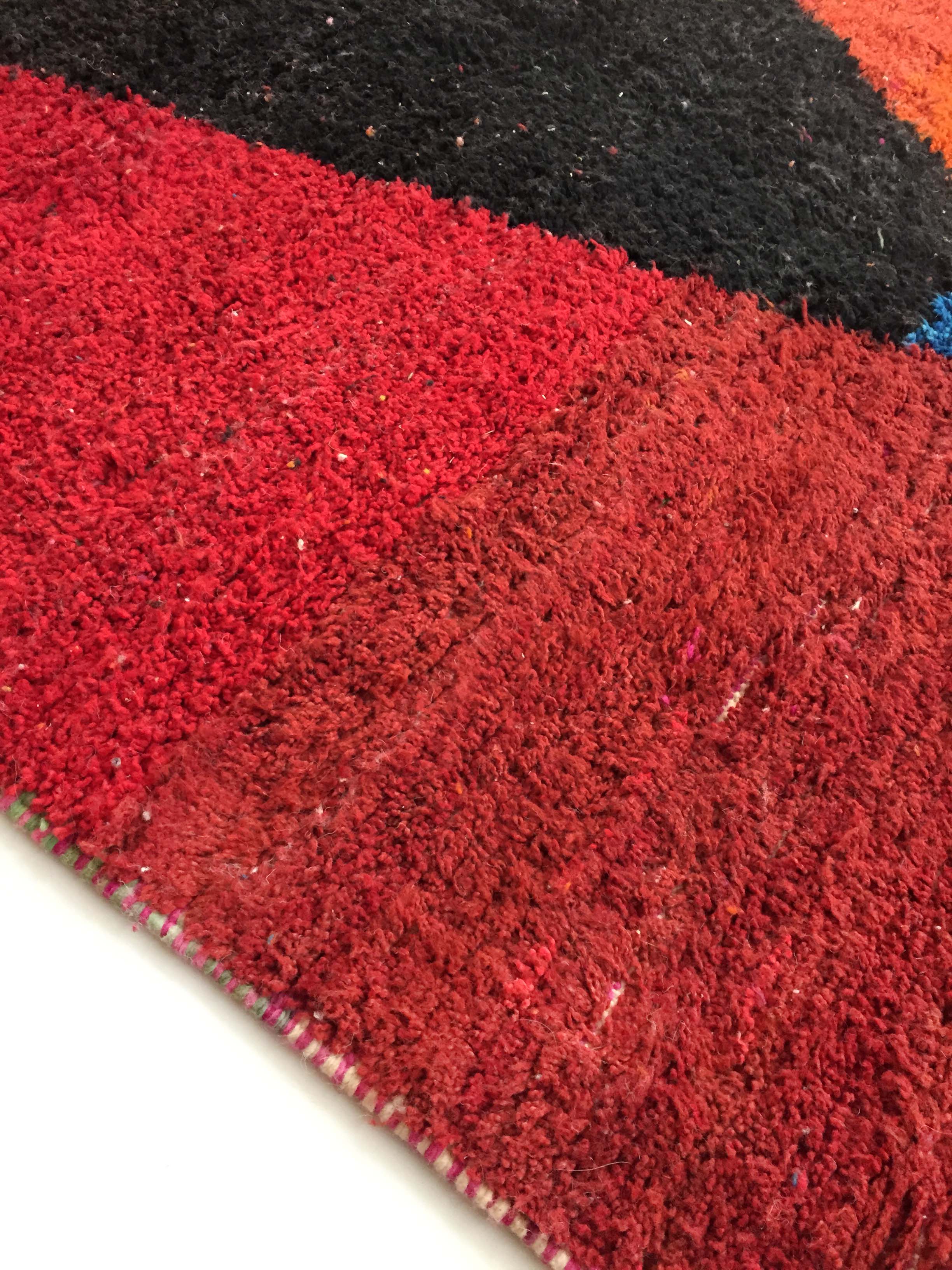Moroccan Berber carpet Boujaad red with colorful flats 317x185cm