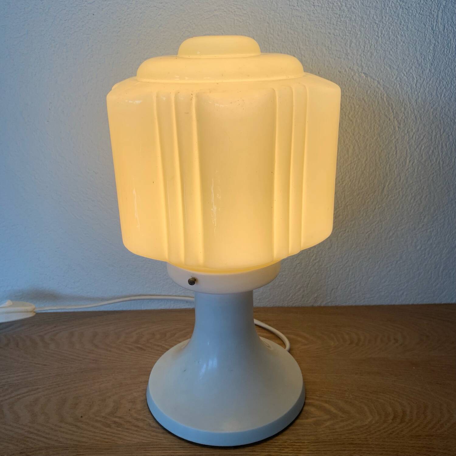 Table Lamp With Globe Thabur Yellow Straw Netherlands 30s-40s