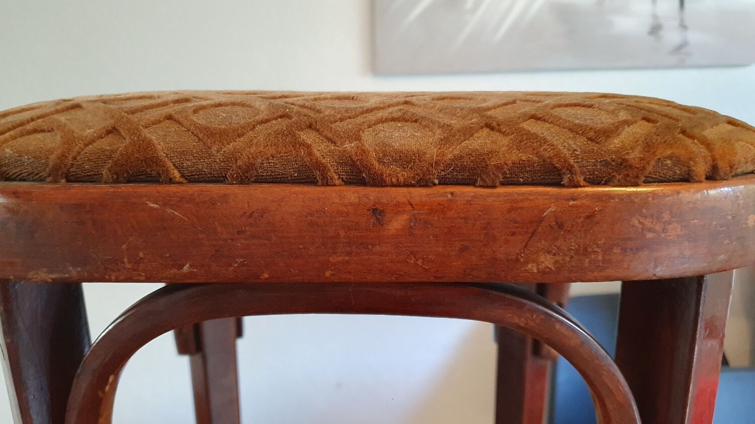 Art nouveau thonet stool bentwood and velvet