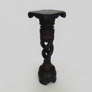 Twisted and engraved blackened wooden pedestal. 1960s 70s.