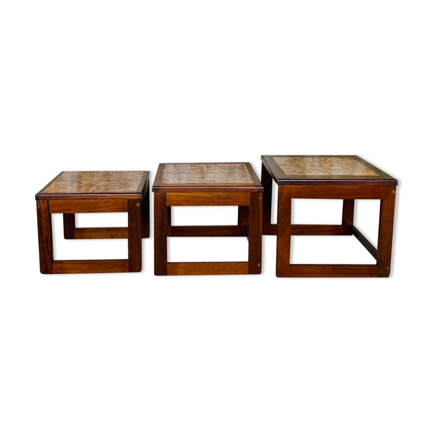 Tables gigognes en teck et céramique, scandinave , années 60
