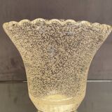 Crystal vase with subtly tinted bubble decoration signed Daum