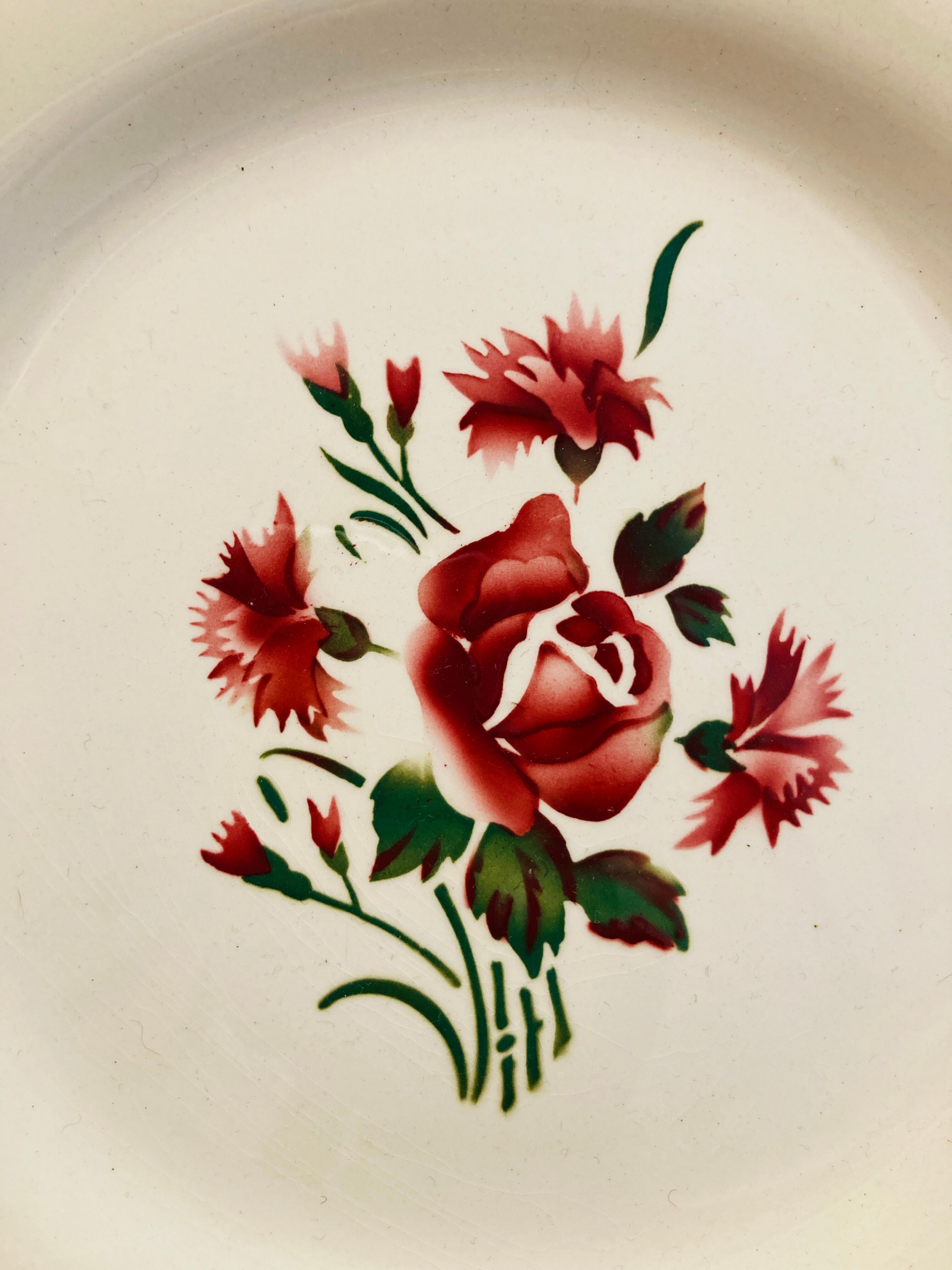 8 plates faience bordeaux-collection bouquet fleuri - digoin sarreguemines -retro-cuisine-vintage