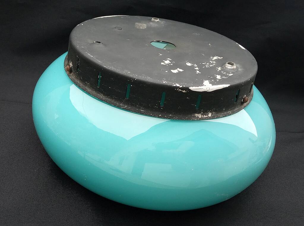 Art Deco Ceiling Lamp Turquoise Opaline Glass