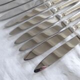 Set of 12 table knives in silver metal