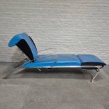 Blue leather lounge chair futuro 3 by massimo iosa ghini for moroso - italy 1980's