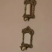 Pair of Mid-Century Swedish Brass Sconces with Mirror