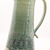 Handcrafted XL pitcher in mint green enameled stoneware