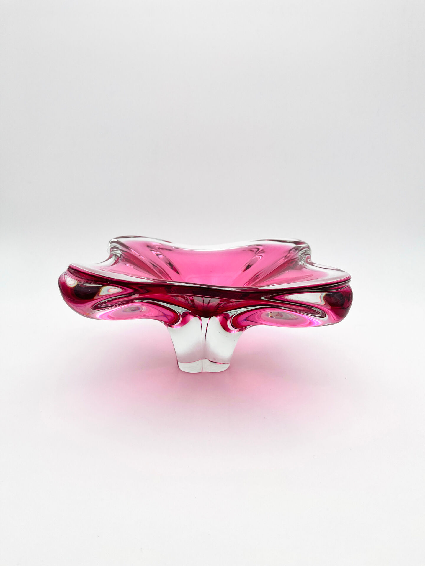 Large Crystal Bowl Bohemia Josef Hospodka 2.6kg Ruby Design 1960