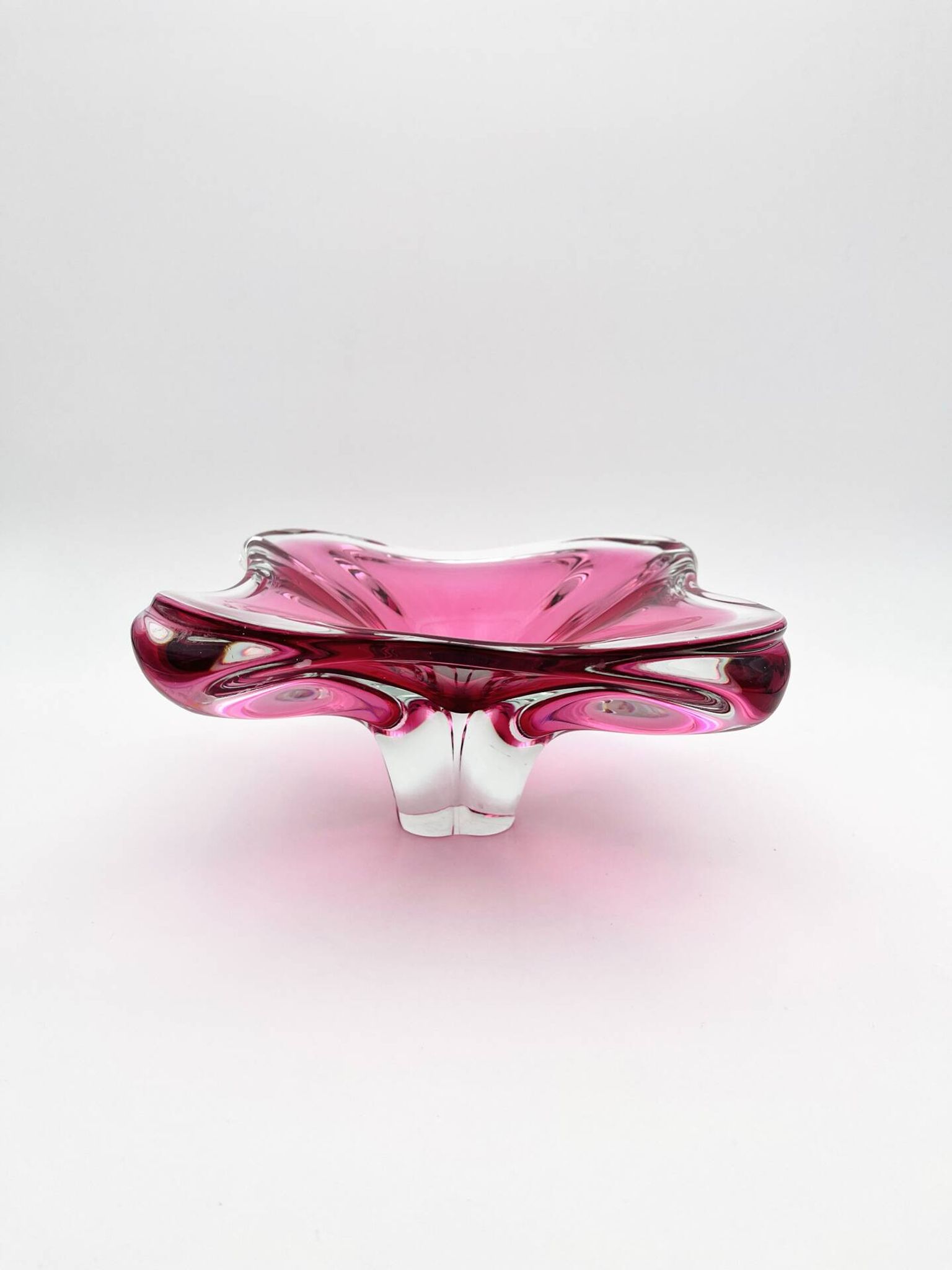 Large Crystal Bowl Bohemia Josef Hospodka 2.6kg Ruby Design 1960