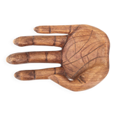 Empty wooden pocket in the shape of a hand, vintage