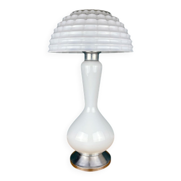 Lampe de table champignon en verre de Murano blanc, Italie, années 1970