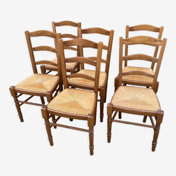 Series of 6 rustic chairs