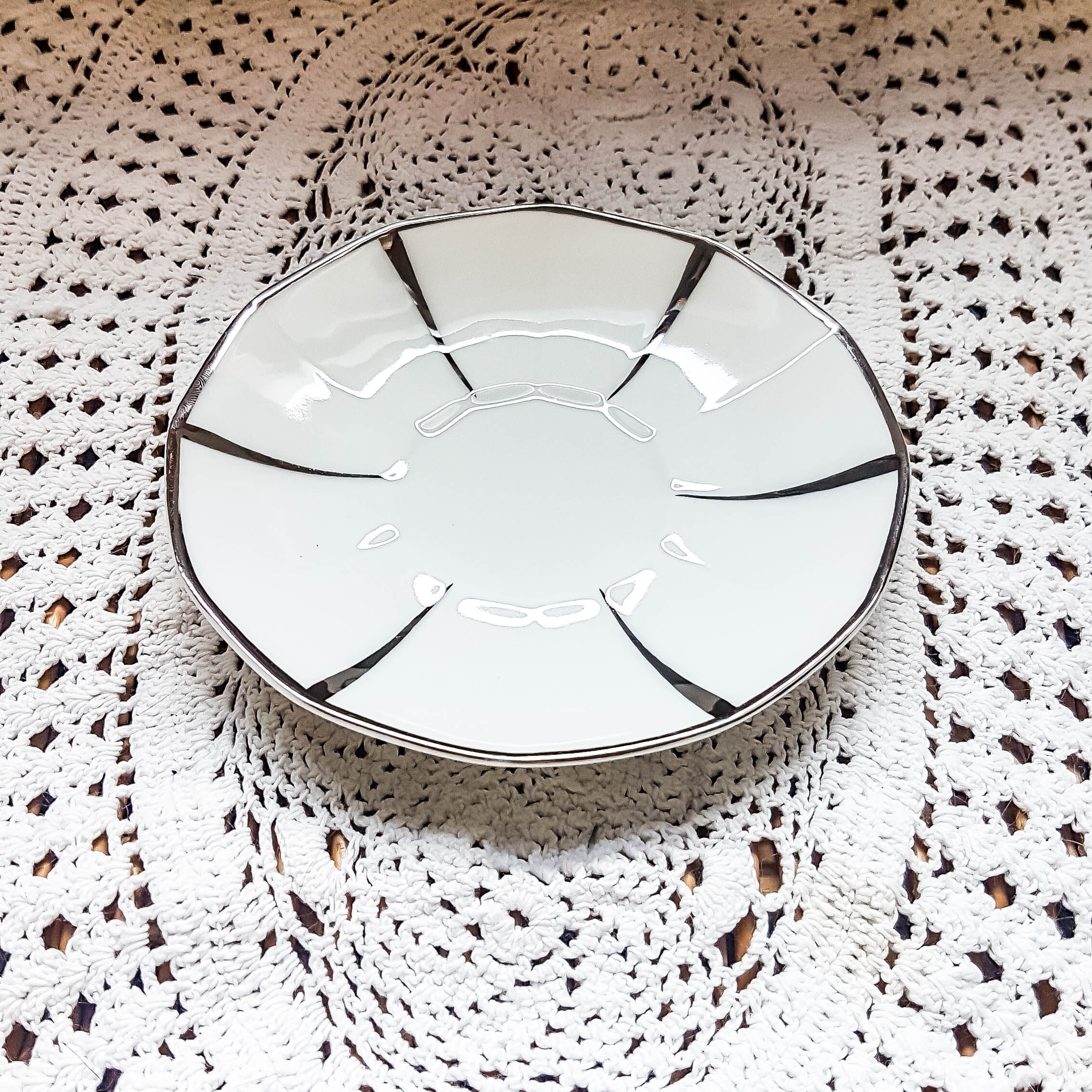 LIMOGES White and Silver Art Deco Style Coffee Service