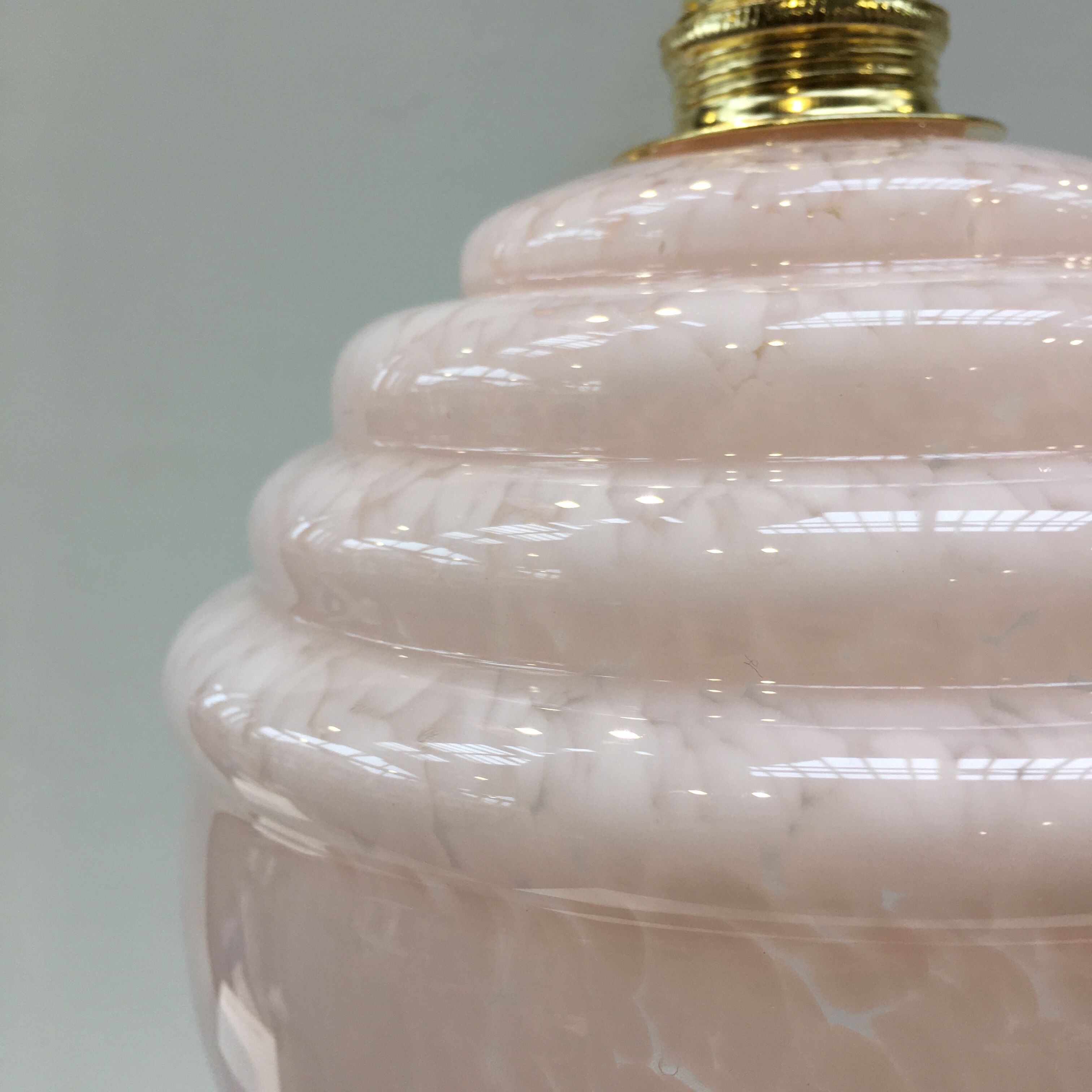 Art Deco pendant lamp in pink Clichy glass