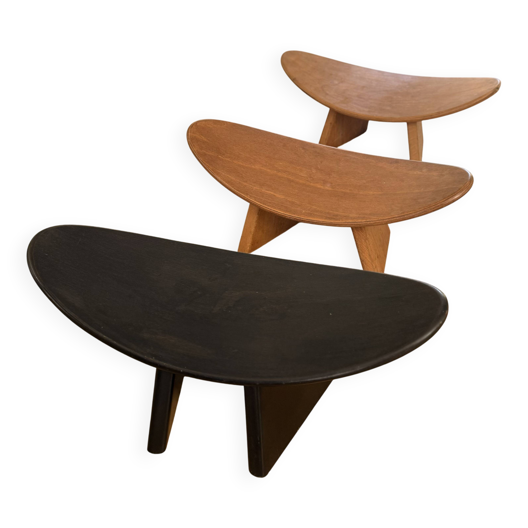 Lot de 3 tabourets de méditation Shoggi Alain Gaubert, années 1980