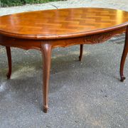 Table à manger Louis XV extensible ovale en bois massif marqueterie 270cm