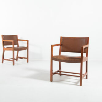 Set of 2 armchairs Borge Mogensen for Soborg mobelfabrik, Denmark 1960