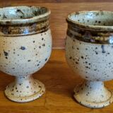 Ensemble de 2 verres à pied en grès pyrité La Borne