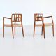 Niels Otto Moller model 66 armchairs teak and paper cord Denmark 1974