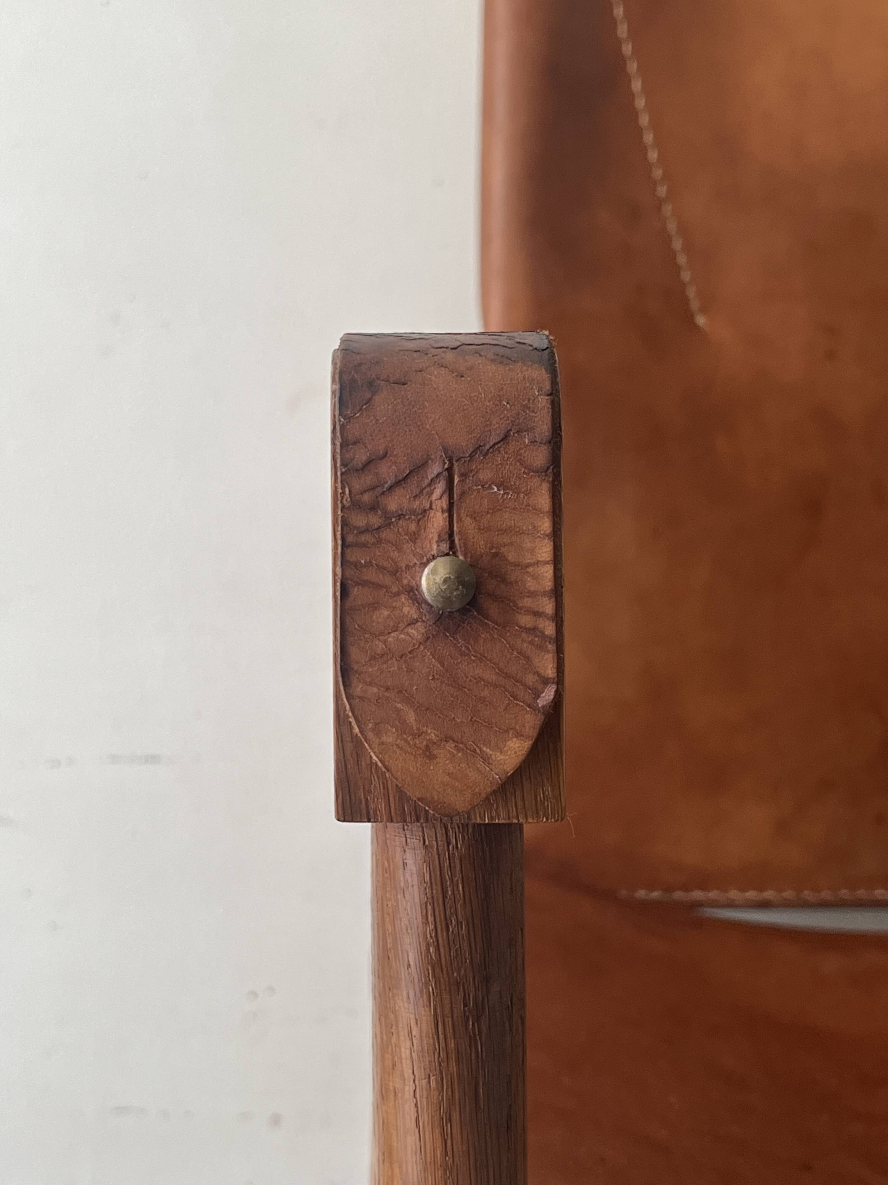 Safari armchair in wood & cognac leather by Wilhelm Kienzle for Wohnbedarf 1950