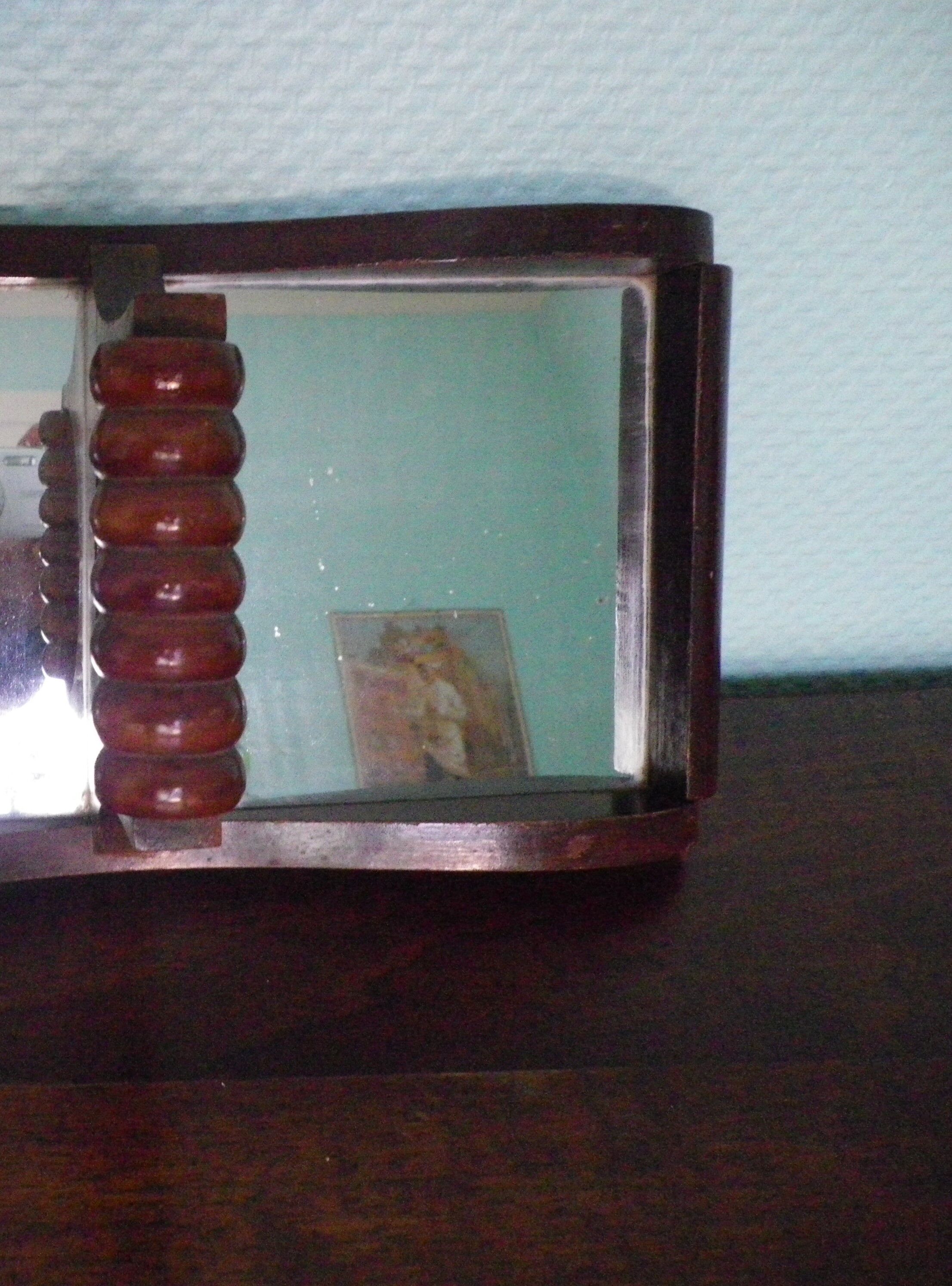 Old Art Deco Servant - 4 glass ravines - Mirror and wood - Year 1950