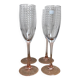 Set of 4 vintage Luminarc champagne flutes with pink stem