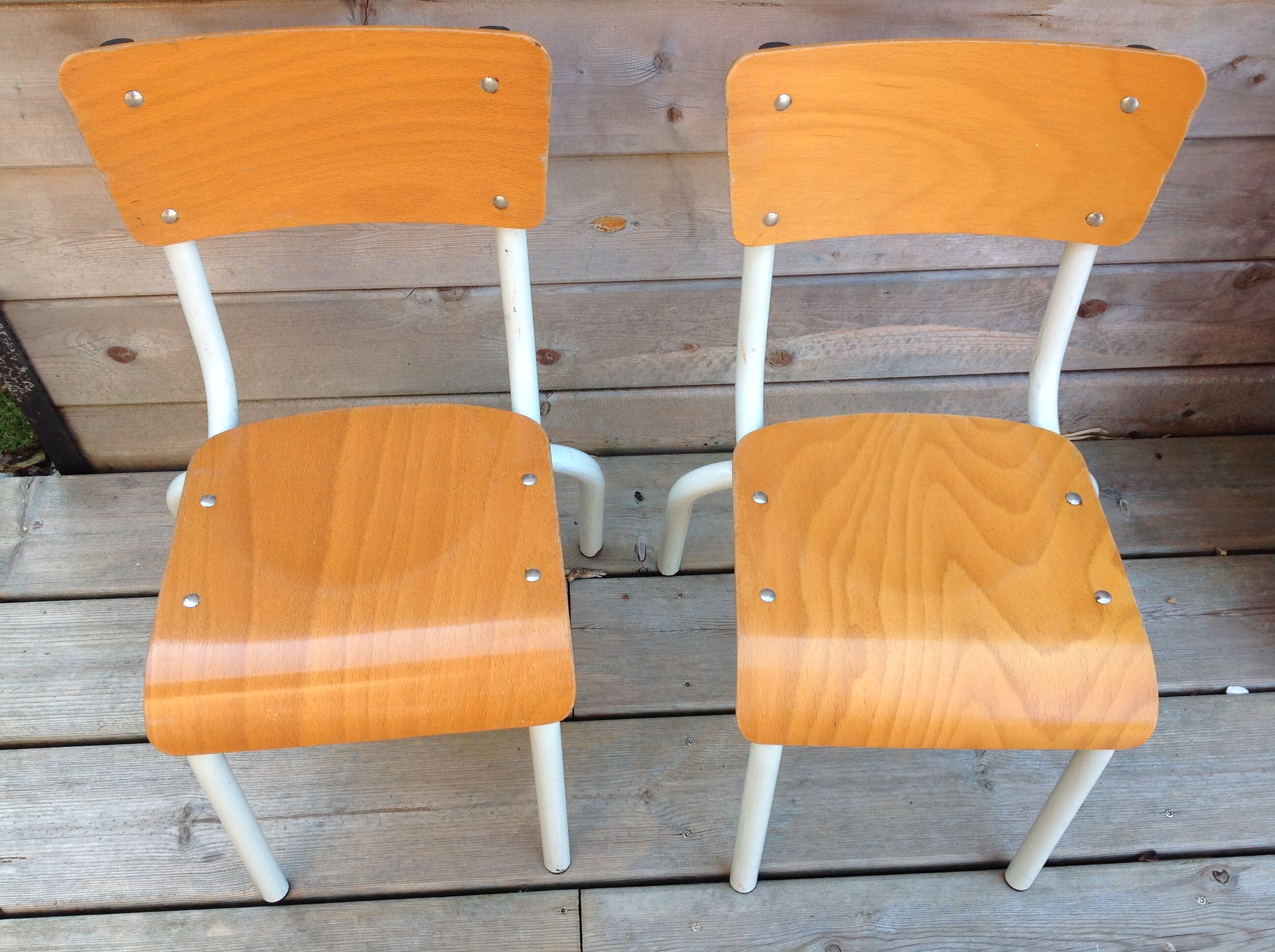 Duo of child school boy chairs