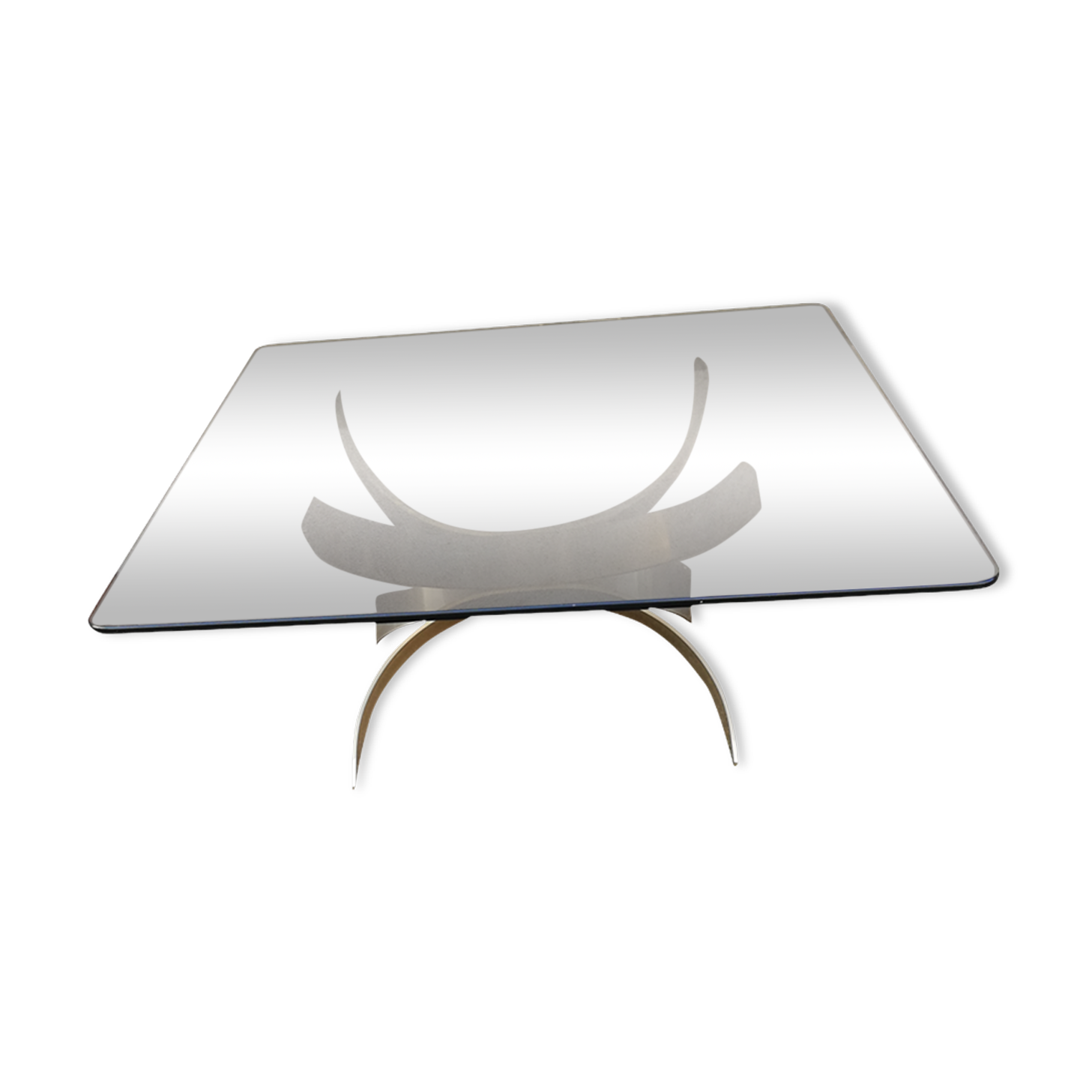 Vintage metal coffee table and smoked glass