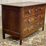 Louis XVI period chest of drawers in walnut, oak and fir, 18th century