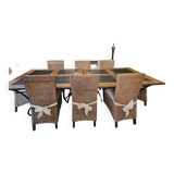 Set of two tables and eight chairs