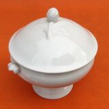 Soupière ancienne   Porcelaine blanche à décor de feuilles de chêne