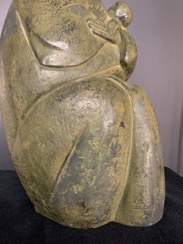 Paul baeke 'maternity' woman & child, modernist art style sculpture