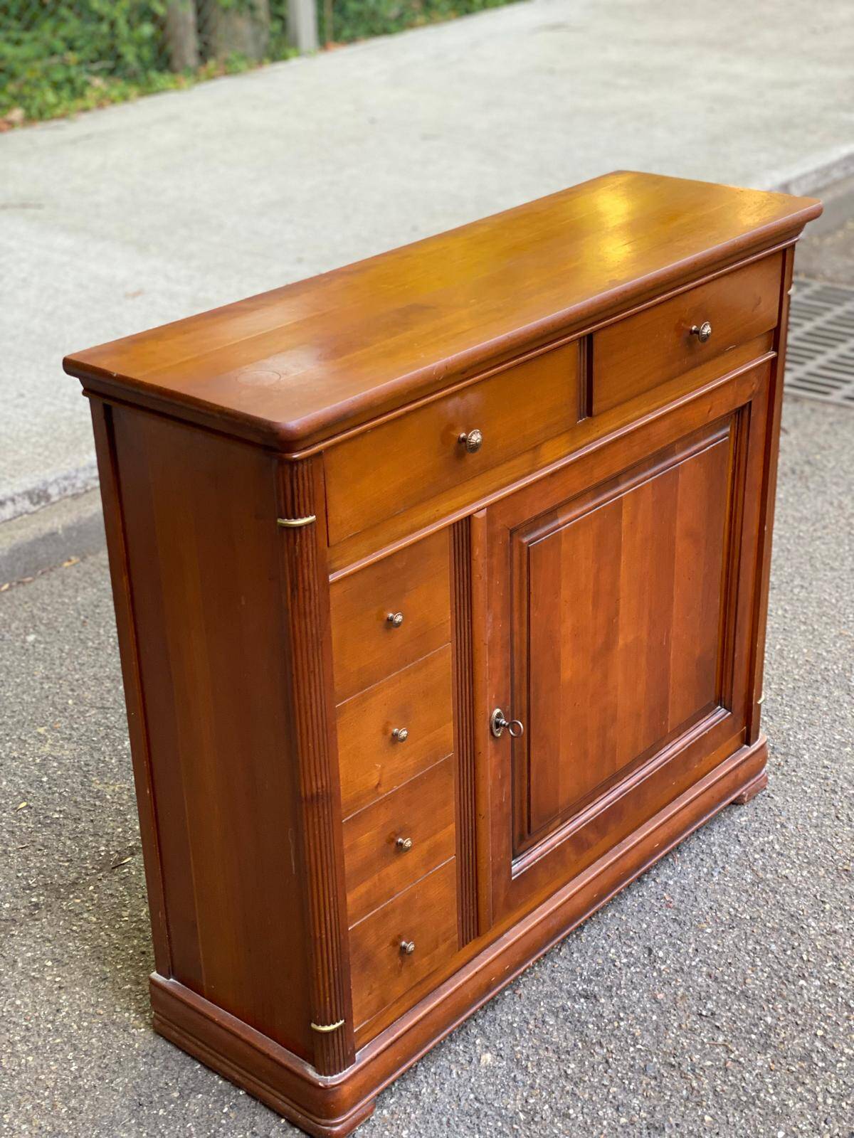 Solid wood shoe cabinet Louis Philippe Directoire 80s