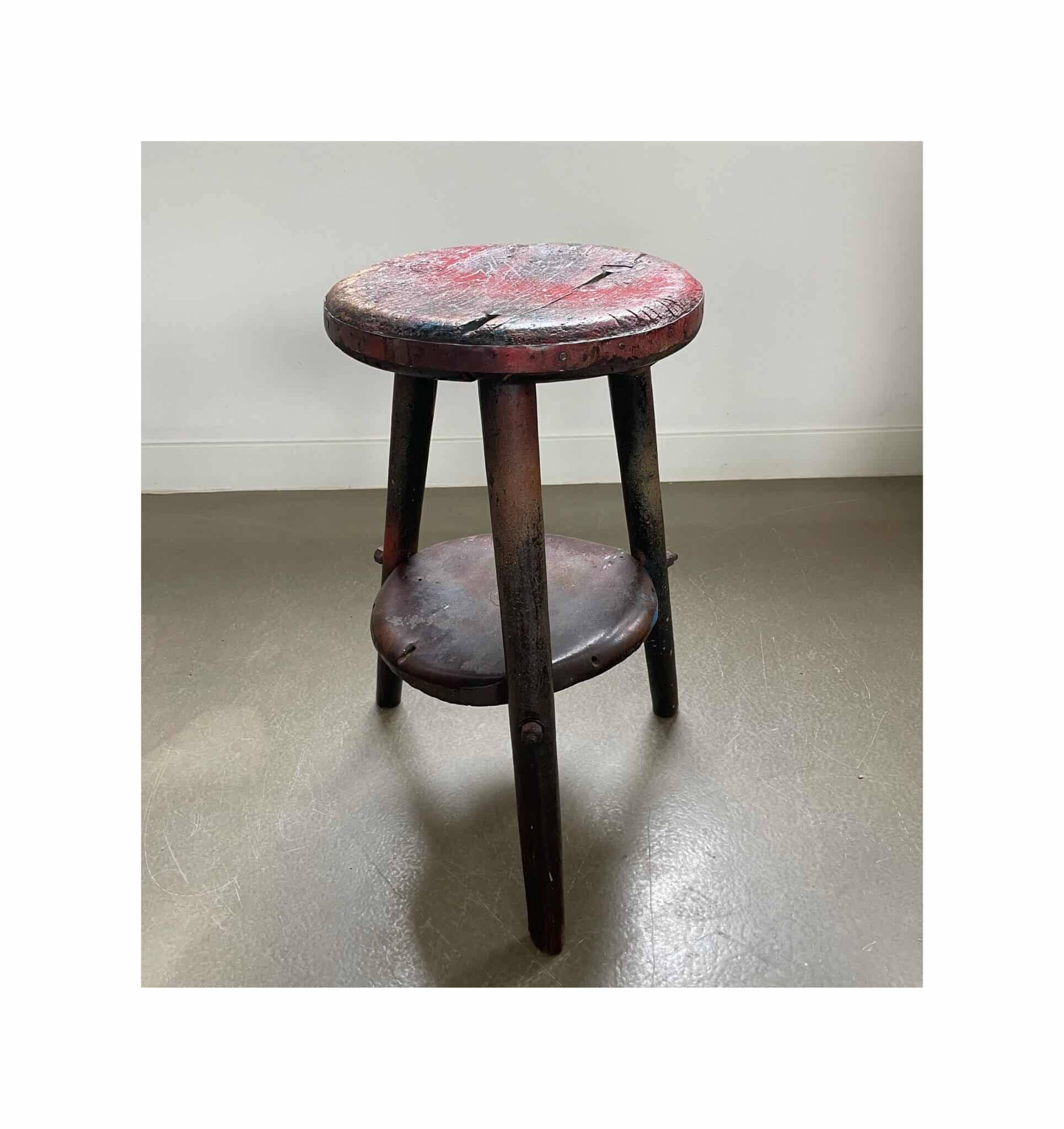 Tabouret d'ouvrier de style brutaliste et industriel, Italie, années 1900