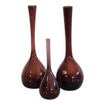 Ensemble de vases scandinave violet 1970