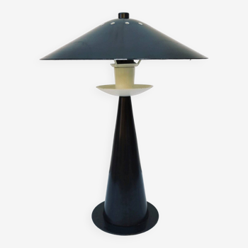 Black metal mushroom lamp Aluminor 80's