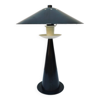 Lampe champignon en métal noir, Aluminor 1980