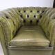 Paire de fauteuils Chesterfield cuir vert