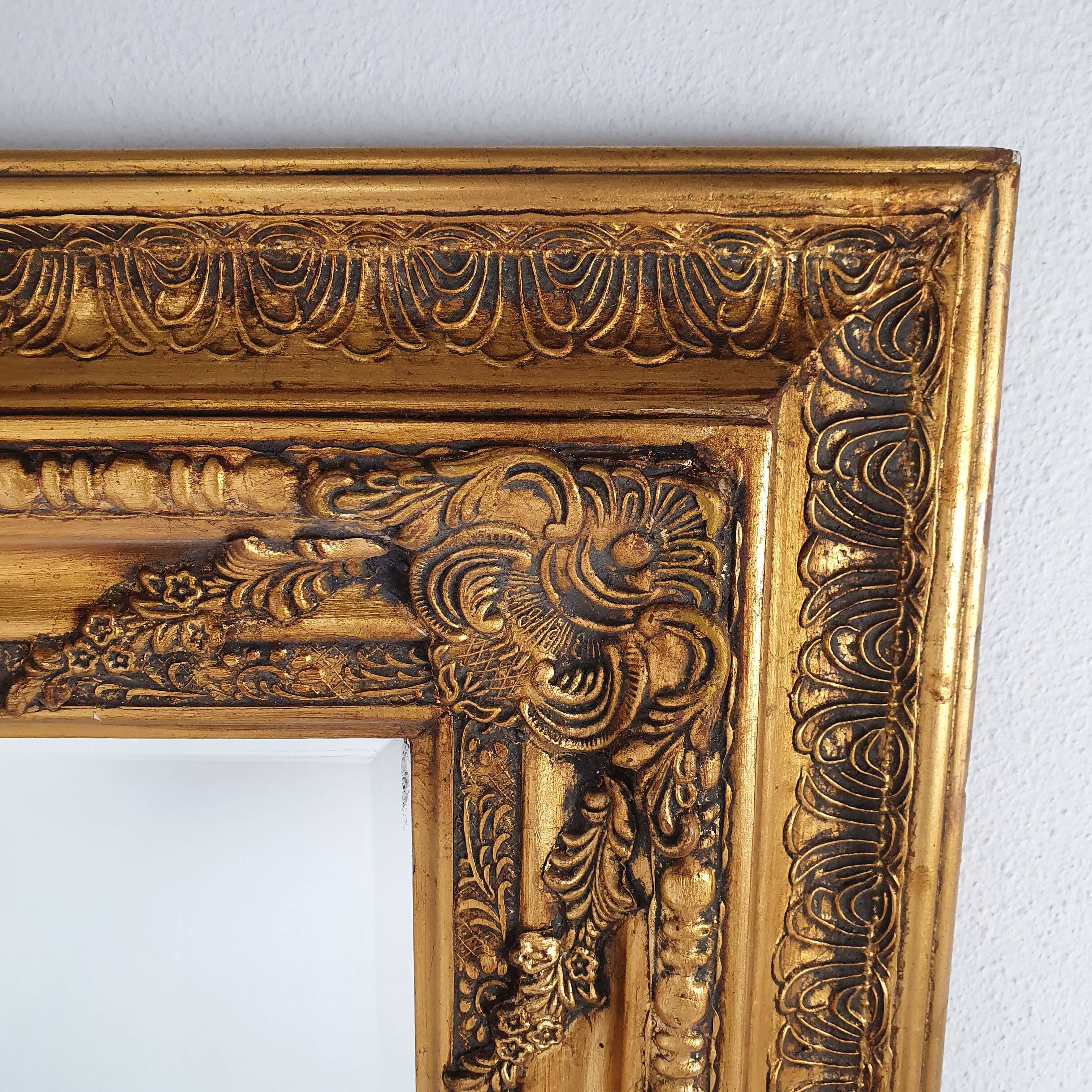 Mid Century Baroque Style gold framed mirror 1960s 94x124cm