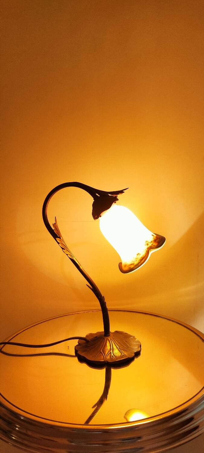 Two art nouveau style tulip lamps signed art de France