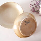 Set of 6 hollow sandstone plates, sandstone village, vintage French