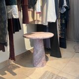Round Red Angelo Travertine Side Table, by My Habitat Design