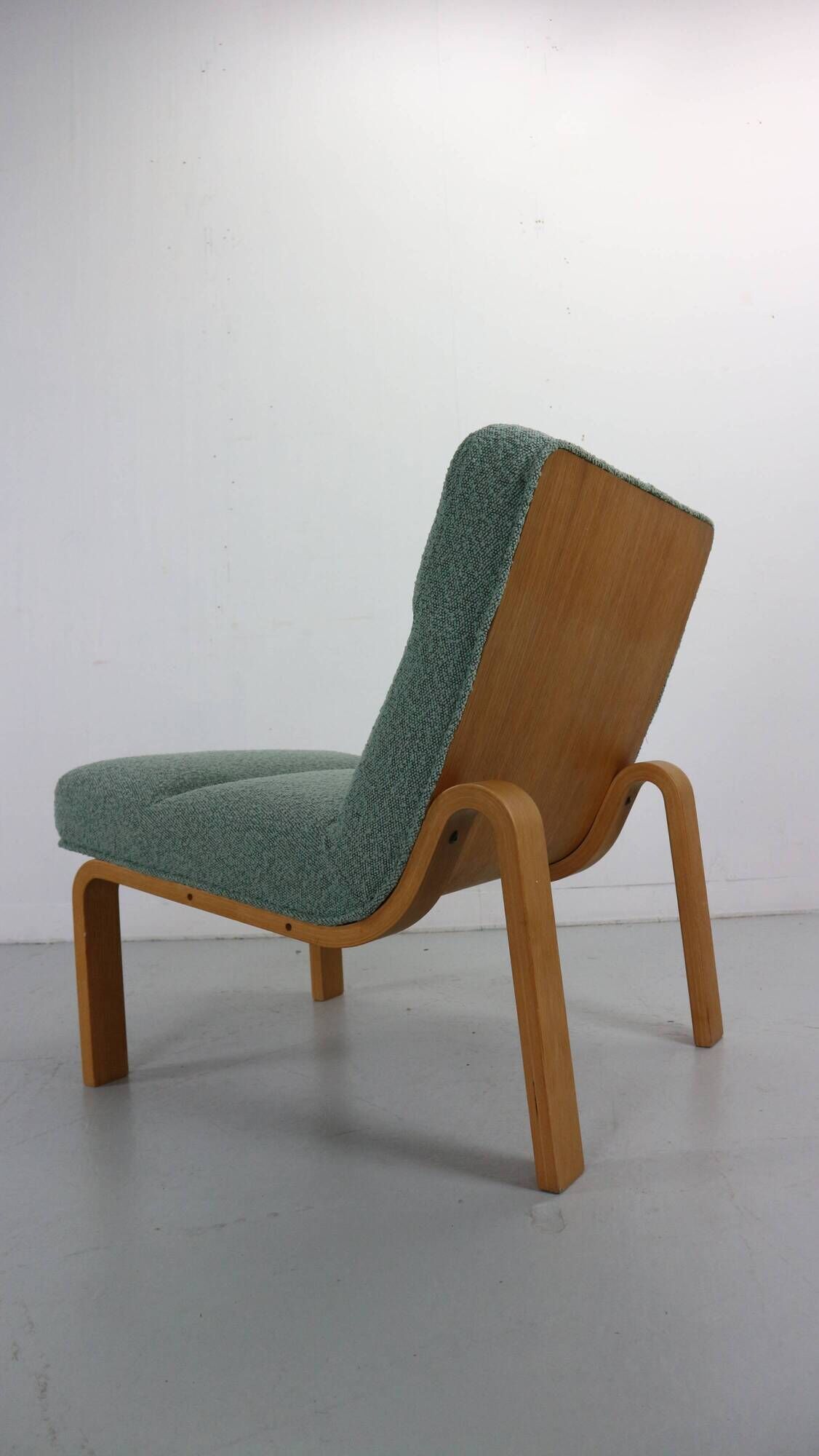 Danish Plywood Lounge Chair by Magnus Olesen,  in mint bouclé