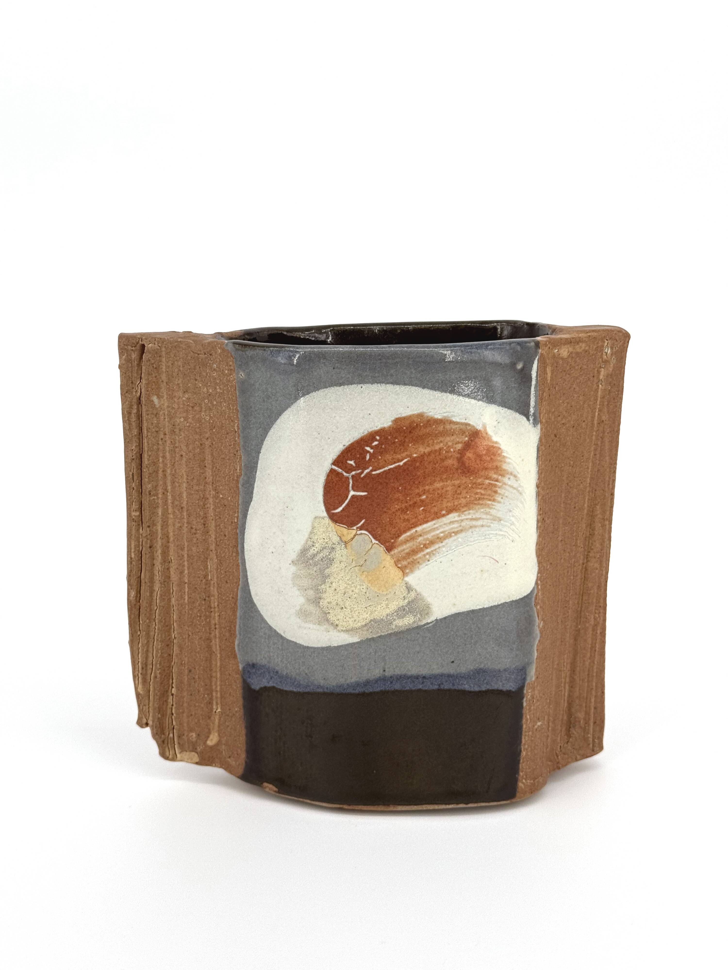 Japanese glazed stoneware vase signed