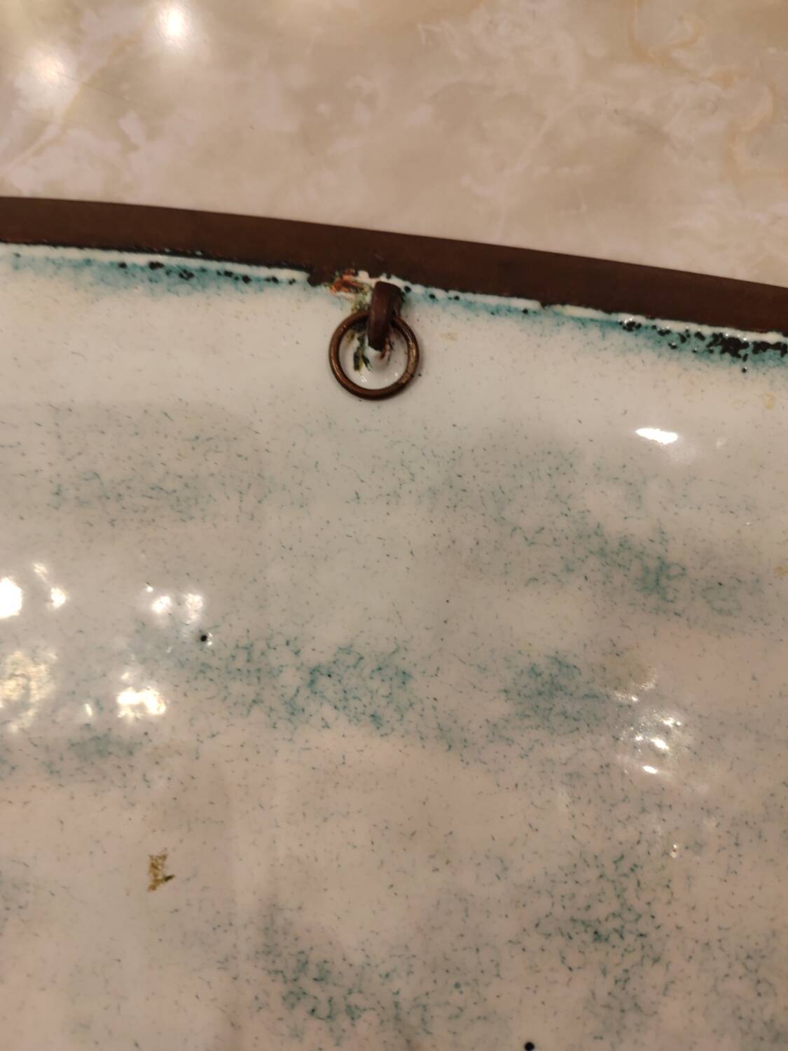 Isaac Lane Muse, brass and enamel plaque.